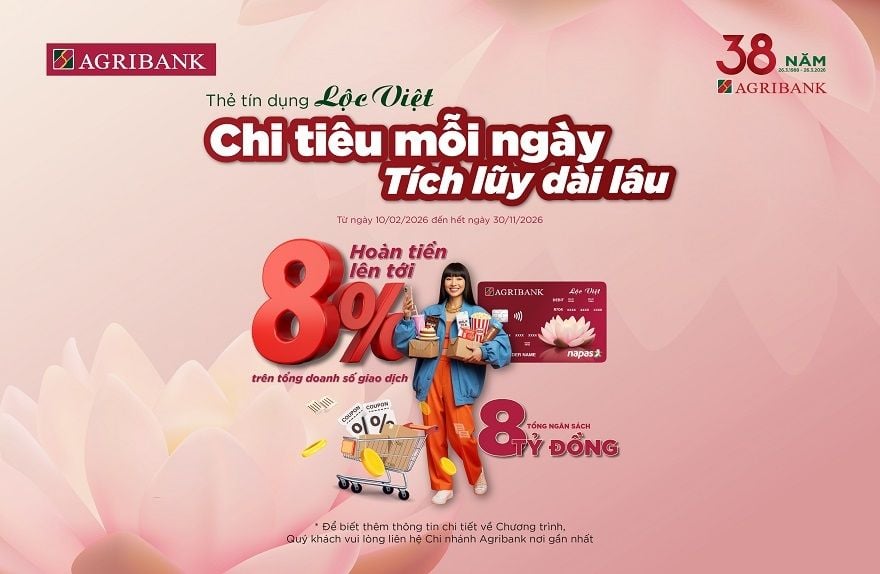 Agribank allocates up to VND 8 billion for cashback on Lộc Việt credit card purchases