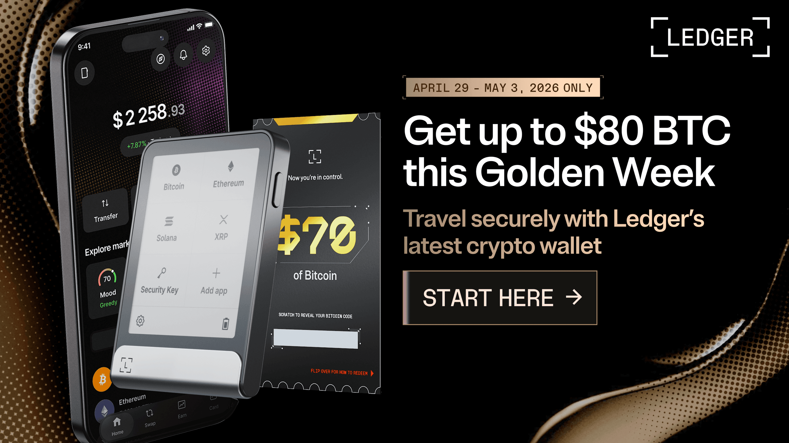 Ledger marks Golden Week with up to $80 in Bitcoin rewards