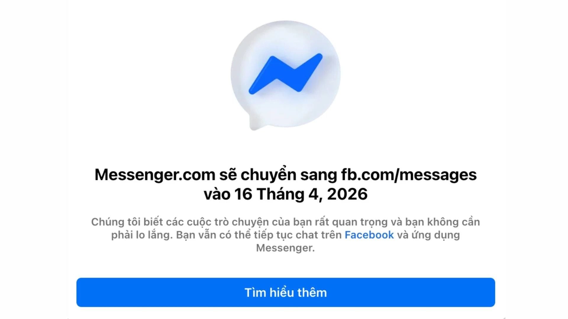 Facebook shuts down Messenger.com, directing users to the integrated Messenger on Facebook