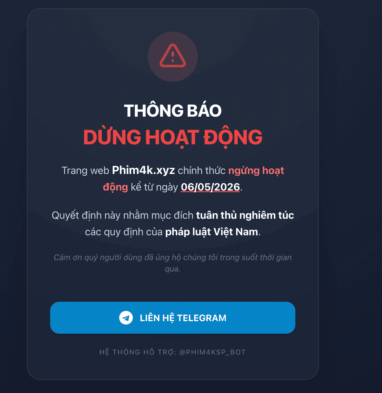 Các website xem phim lậu Cò TV, Phim4k.xyz, Thìa Phim chính thức đóng cửa