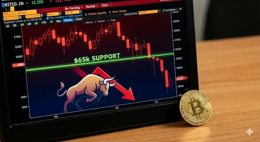 Bitcoin price falls below $68,800 as the $65,000 level becomes a key battleground