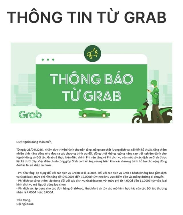 Grab raises service fees across multiple services starting April 28
