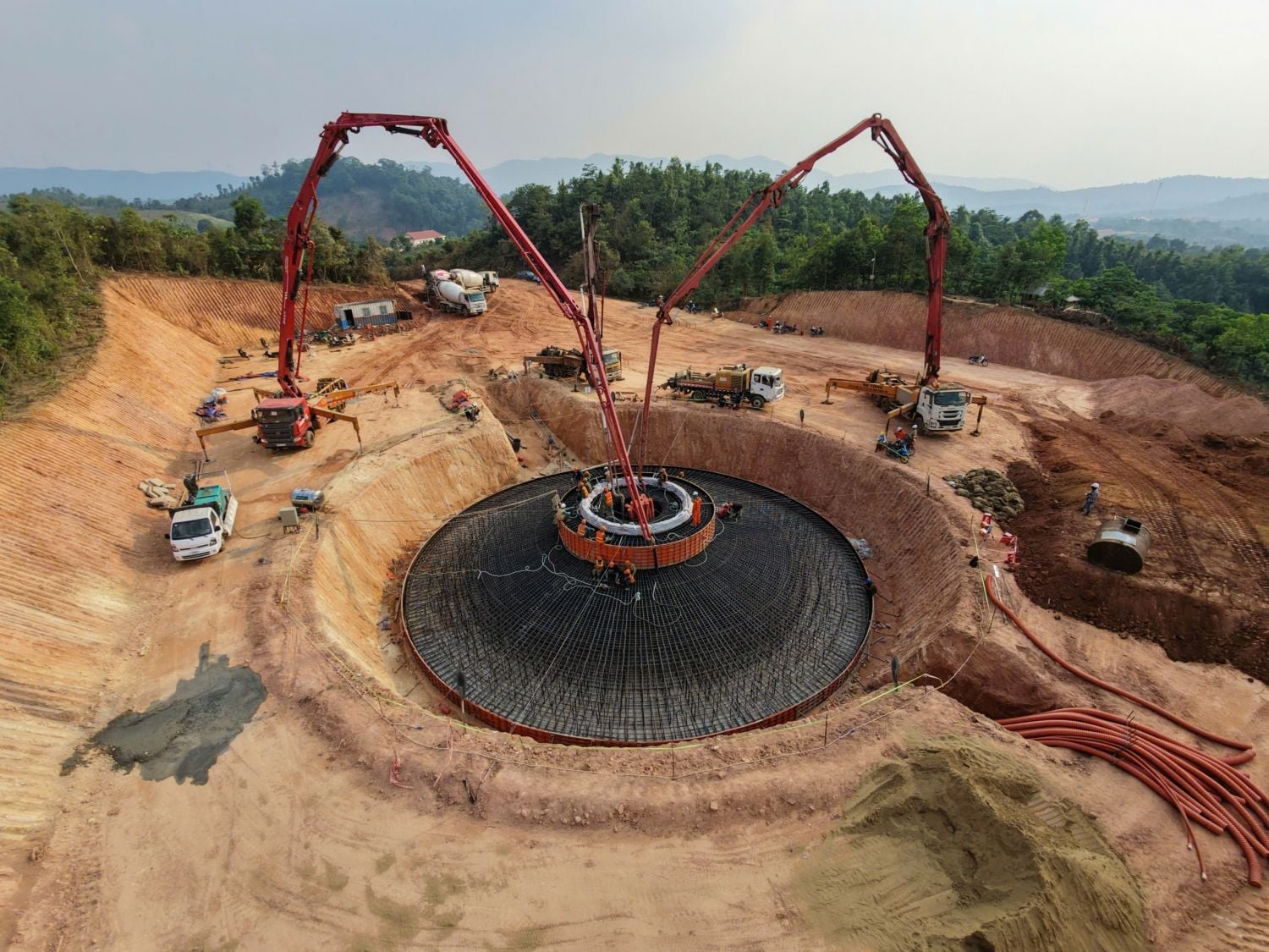 Construction progresses on a trillion-dong wind-energy project in Vietnam’s longest mountain range, expected to finish this year