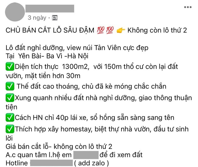 Nhiều thông tin rao bán được đăng tải tại các hội nhóm, trang tin về bất động sản (ảnh chụp màn hình)