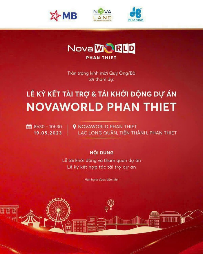 Theo kế hoạch, MBBank sẽ cấp vốn để Novaland tái khởi động dự án NovaWorld Phan Thiet