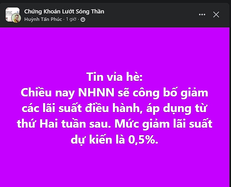 Tin đồn NHNN tiếp tục hạ lãi suất trong ngày 18/05.