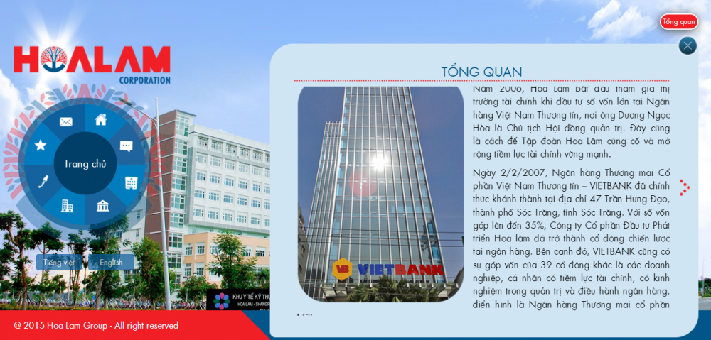 Phần giới thiệu về VietBank trên website của Hoa Lâm.