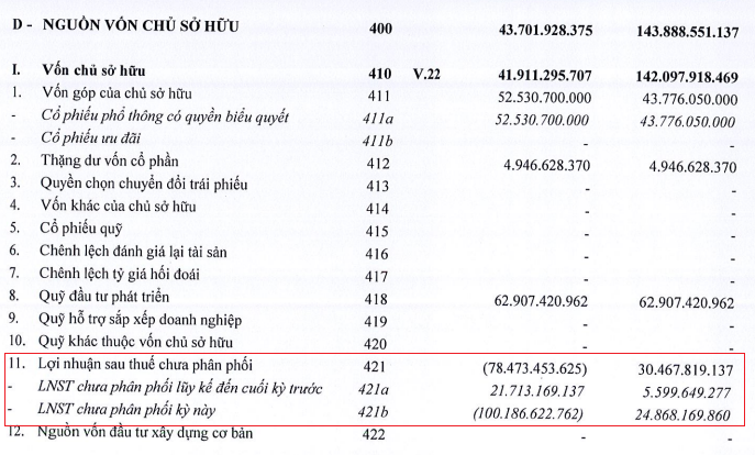 Trên BCTC kiểm toán năm 2022, tại thời điểm 31/12/2022, lỗ lũy kế của Danameco ở mức gần 78.5 tỷ đồng