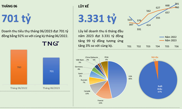  Ước kết quả doanh thu tiêu thụ tháng 6 của TNG