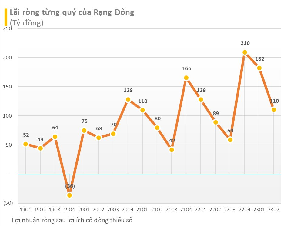 Lãi ròng từng quý của Rạng Đông