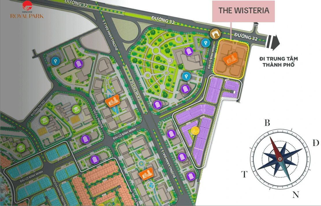 The Wisteria là dự án thuộc KĐT Hinode Royal Park, tại xã Kim Chung & xã Di Trạch, Hoài Đức, Hà Nội.